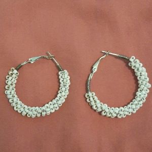 White Hoop Earrings